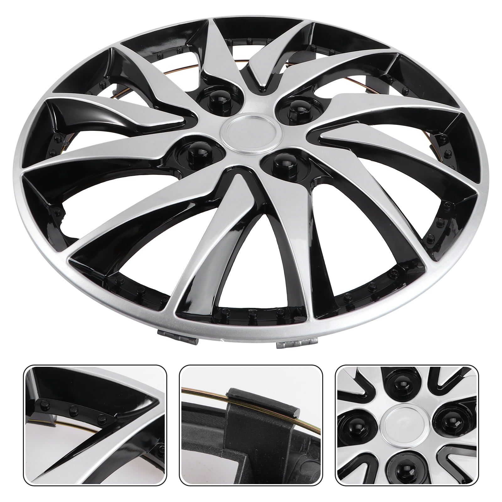 14 Inch Car Wheel Case Hubcap for Car Hub Auto Refit Accessory (Silver Black)
