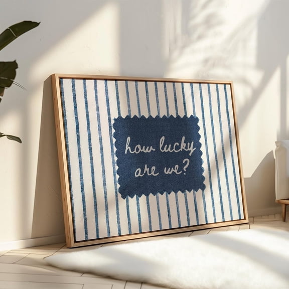 Vintage Striped How Lucky Are We Poster, Western Poster Wall Art, Navy Denim Cowboy Poster Retro Aesthetic Cottagecore Decor Trendy Horizontal Poster, Size 8x12 UNFFRAMED F03.1.7l3093