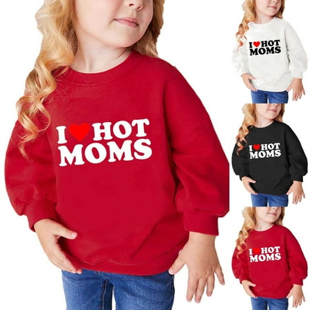 

Elainilye Fashion Toddler Sweatshirt Fall and Winter Middle Big Girls Boys Heart Print Long Sleeve Top Sweatshirt Sizes 2-10Y White