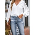 thumbnail image 4 of Blusas de mujer con escote en V, mangas largas de encaje, camisa elegante, 4 of 6