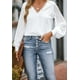 thumbnail image 4 of Blusas de mujer con escote en V, mangas largas de encaje, camisa elegante, 4 of 6