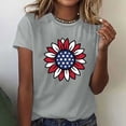 thumbnail image 2 of Summer Saving Wycnly Womens Shirts Independence Day Plus Size Loose Patriotic Tee Tops Summer Short Sleeve Crewneck Ladies Sunflower Flag Print Tops and Blouses Gray XL, 2 of 4
