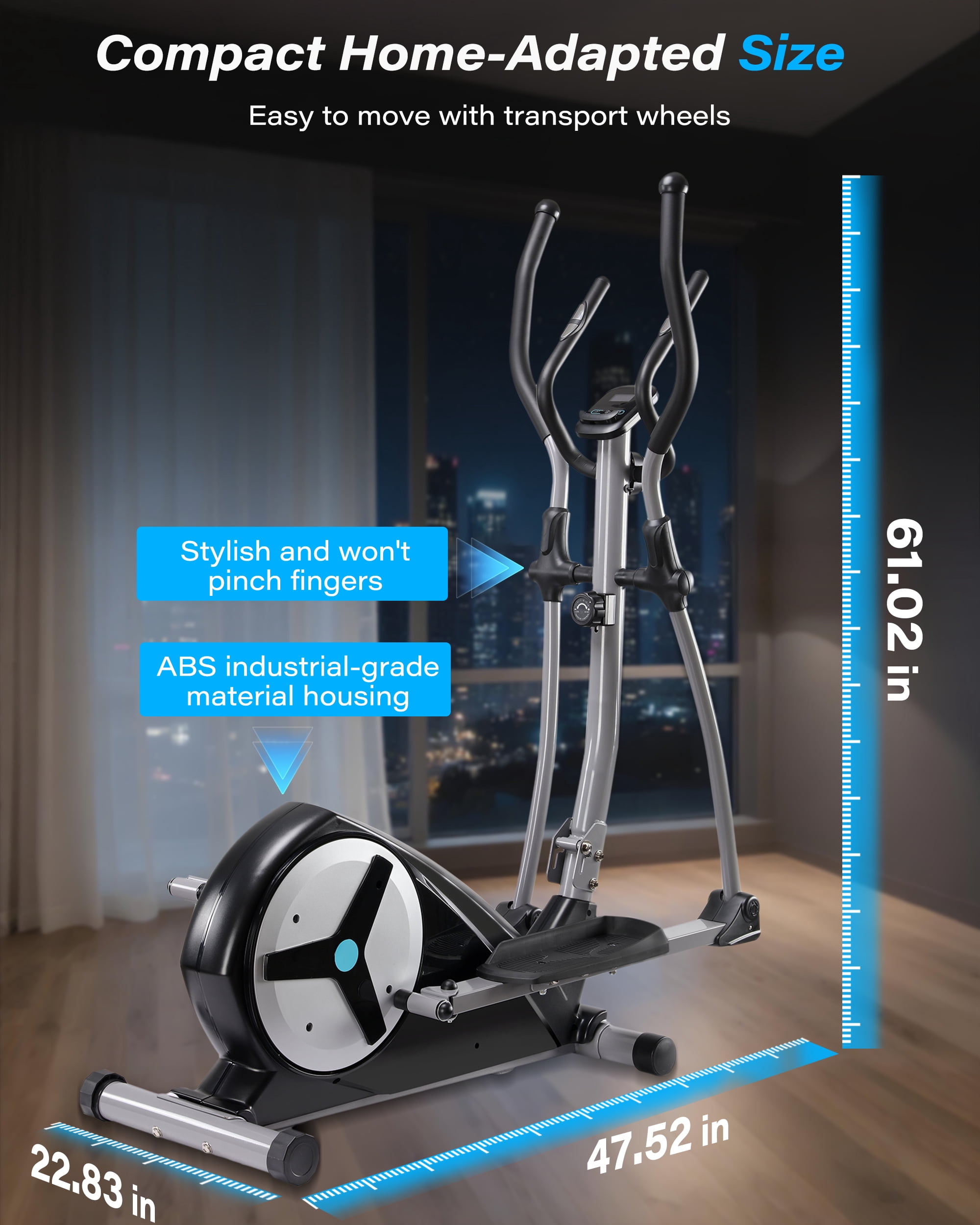 Elliptical Exercise Machine with 16 Resistance Levels, Hyper-Quiet Magnetic Elliptical Machine for Home with 15.5" Stride, 350LBS Loading Capacity, Backlit LCD Monitor, App Bluetooth