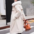 thumbnail image 2 of Gibobby Chamarra larga mujer, Chaqueta de larga de plumón de pato con capucha para mujer, ligera, gruesa para invierno(Blanco,XG), 2 of 5