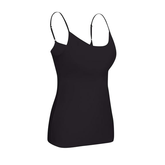 Camisoles Tops for Women Adjustable Spaghetti Strap Tank Top Scoop Neck Shirt Black S