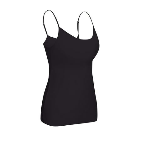 HaHaHappy Camisole Tops for Women Built in Bra Tank Tops for Women 2025 Bras No Underwire Yoga Tops Workout Sports Padded Cami Black 5XL