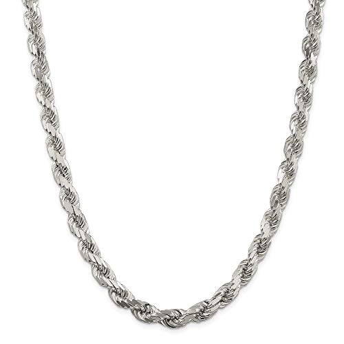 925 Sterling Silver 8mm Diamond-cut Rope Chain 24 Inch - Walmart.com