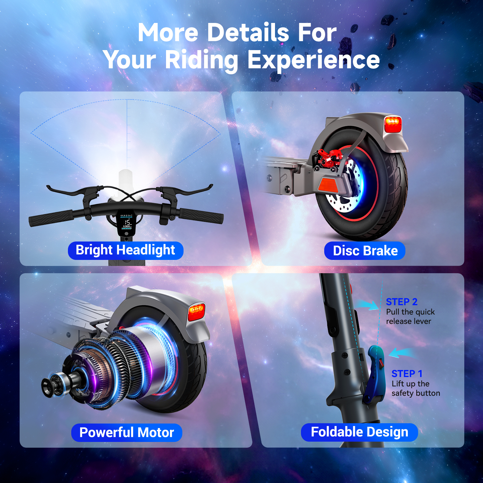 Electric Scooter for Adults – 8.5"/10"/12" Tires,Peak 500W-700W Motor, 15-30 Miles Range, Up to 20 MPH – Foldable Commuter Scooter for Men & Women