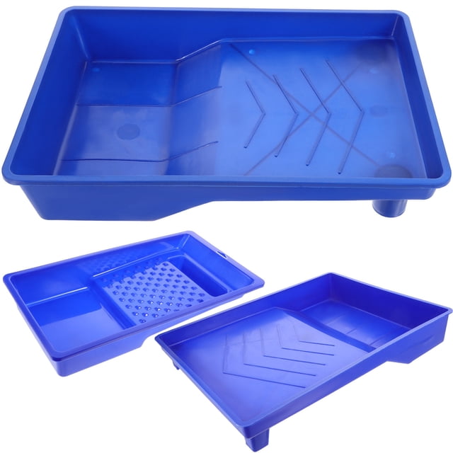 SEWACC 3Pcs Large Capacity Blue Paint Trays Plastic Material Practical Wall Painting Tray