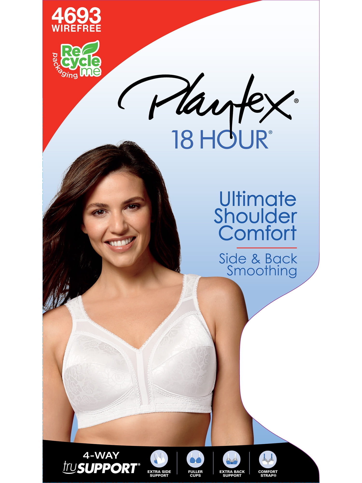 Playtex 18 Hour Bra Ultimate Shoulder Comfort Lace Wire Free 46DD RN15763