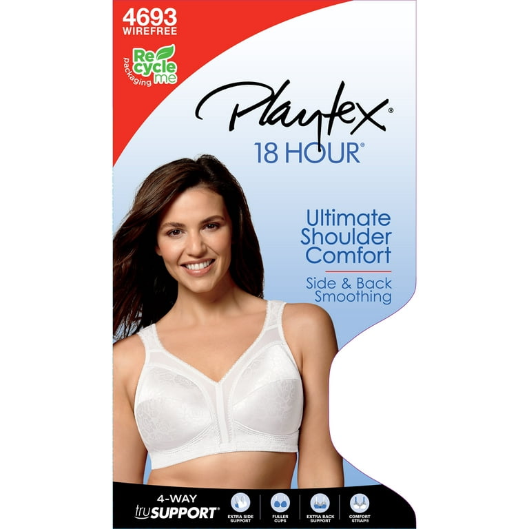 Playtex 18 Hour Ultimate Shoulder Comfort Wireless Bra White 44C Women's