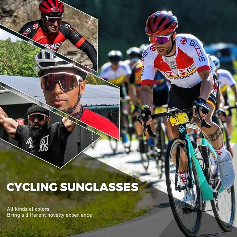 KAPVOE Polarized Cycling Sunglasses with 4 Interchangeable Lenses TR90  Sports Sunglasses Women Men Running