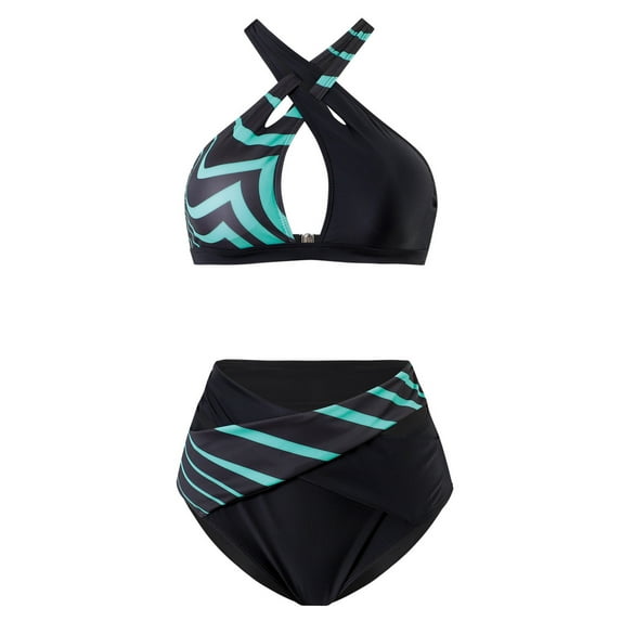 REORIAFEE Women Bikini Set Two Piece Bathing Suit Vintage Bathing Suit Fit Boxer Split Swimsuit Two Piece Set Blue S