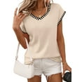 thumbnail image 3 of Women'S Sleeveless Sweater Casual V Neck Cap Sleeve Knit Pullover Tank Tops M, 3 of 7