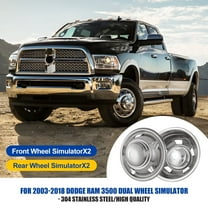 17 inch Set of 4 Dually Wheel Simulators for 2003-2018 Dodge Ram 3500 Bolt on Truck Stainless Material