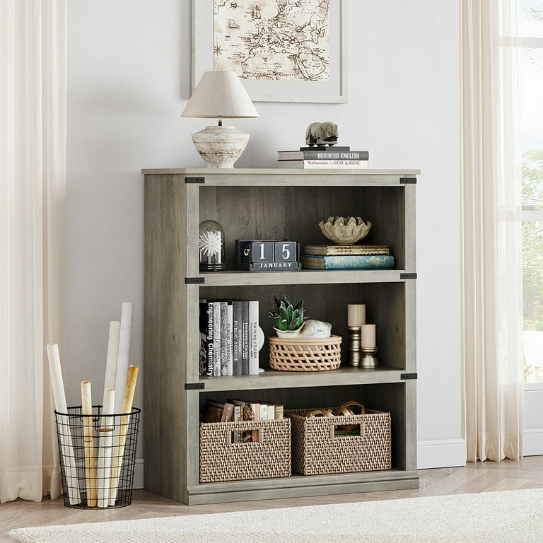 Whizmax 3 Tier Modern Farmhouse Book Shelf with Storage Open Display Bookshelf for Home Office Industrial Bookcase Home Decor Furniture
