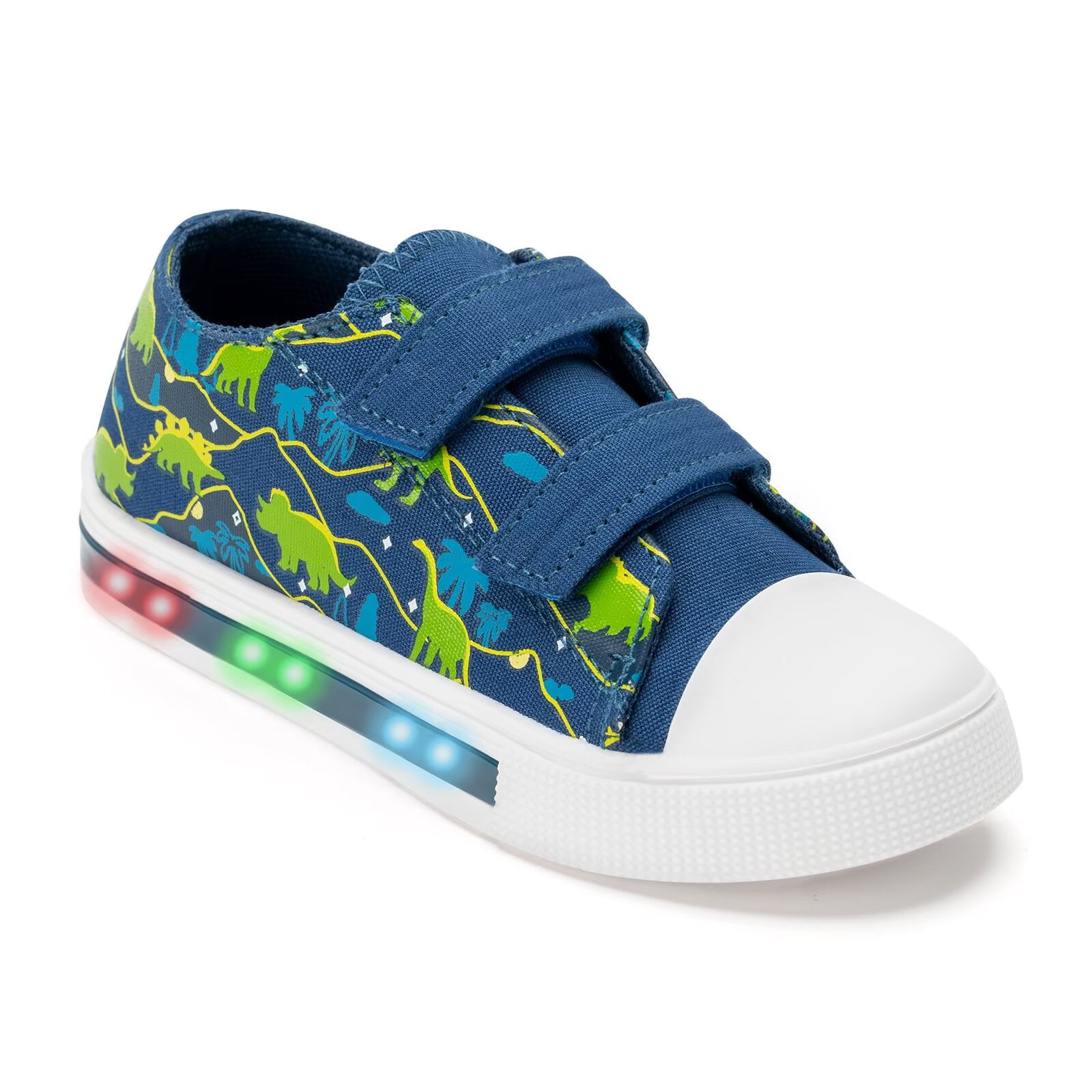 FUNCOO PLUS Kids Light Up Sneakers Toddler Boys Canvas Shoes, Coconut Tree & Dinosaur, Size 10