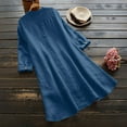 thumbnail image 5 of Women Summer Tops Women Casual Loose Linen Soild Button Long Sleeve Long Shirt Blouse Tops Short Sleeve Shirts for Dressy Solid Shirt Workout Compression Top Glitter Lady Blue S, 5 of 5