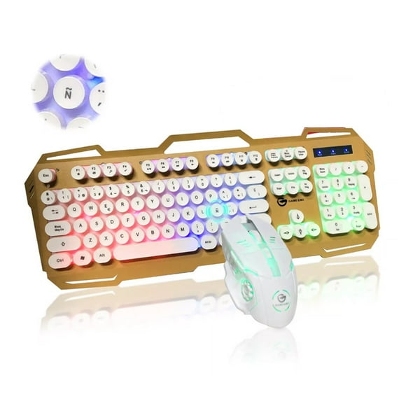 Kit Teclado Mouse Gamer RGB Metálico J32 Beige DOSYU