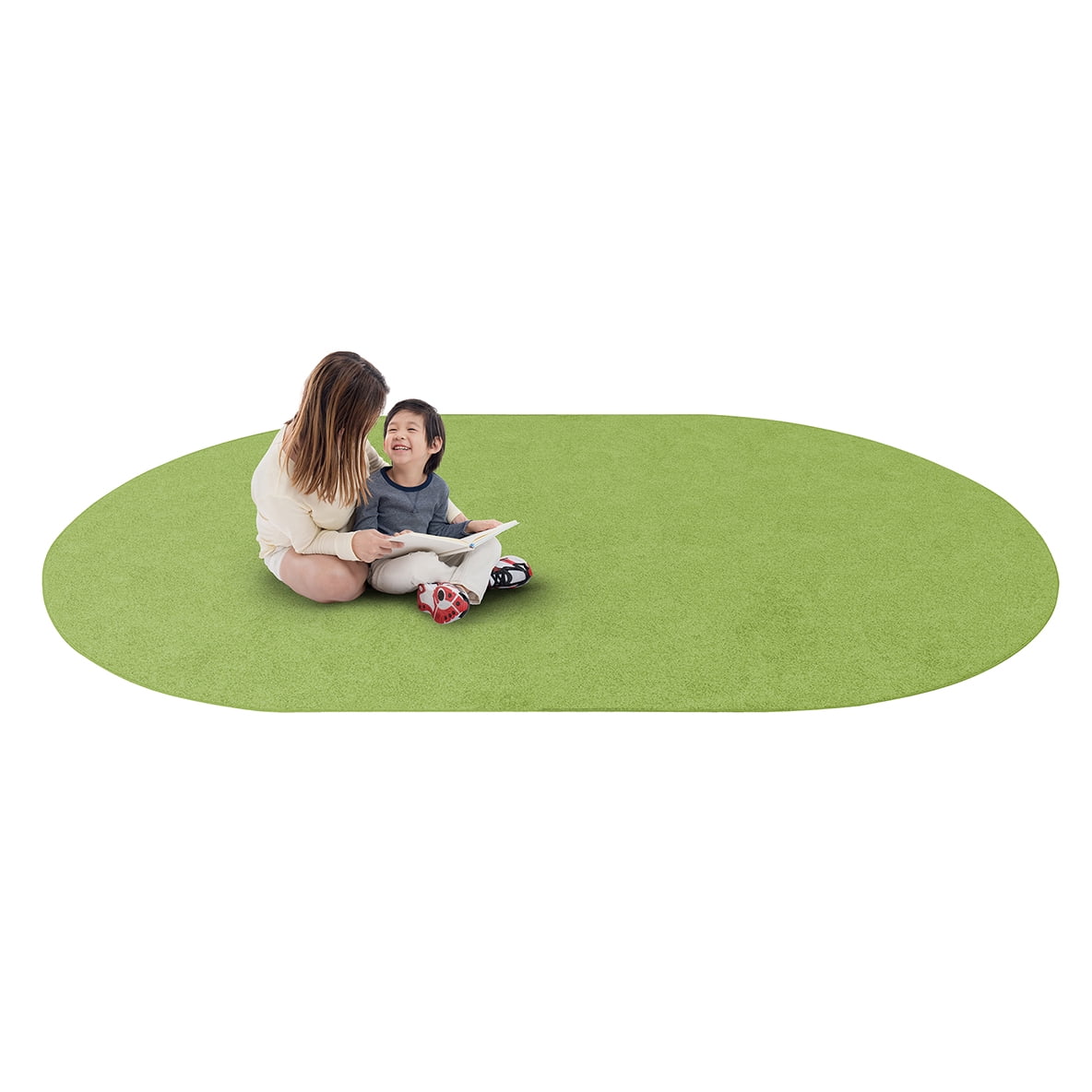 Joy Carpets Just Kidding 6' x 9' Oval Indoor Area Rug in Color Lime Green