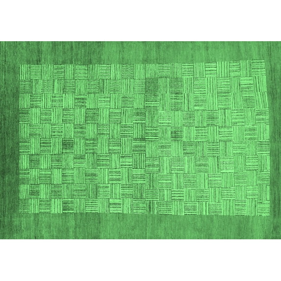 Ahgly Company Indoor Rectangle Abstract Emerald Green Modern Area Rugs, 8' x 12'
