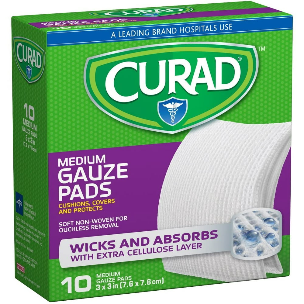 Curad Pro Medium Gauze Pads, 3 X 3 inches 10 Ea
