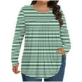 thumbnail image 2 of ylioge Stripe Tops for Women Plus Size L-5X Long Sleeve Crewneck Shirts Womens Casual Loose Pullover Pleated Loungewear Going-Out Oversized Top, 2 of 6
