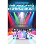 Party Lights DJ Disco Ball Light 5-in-1 Laser Strobe Projection Light DMX Control Sound Activation and Remote Control Live Performance Family Gathering, Club, bar, Karaoke, Birthday Holiday Carnival