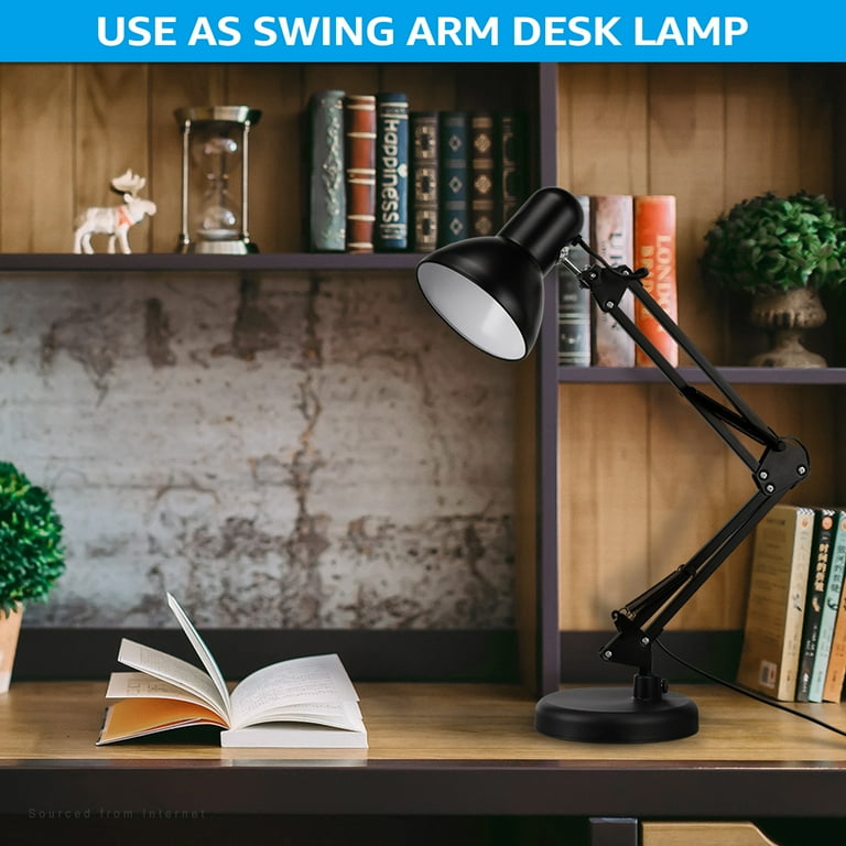 Black Metal Swing Arm Desk Lamp - Adjustable Joint Black Metal Swing Arm Desk Lamp - Adjustable Joint