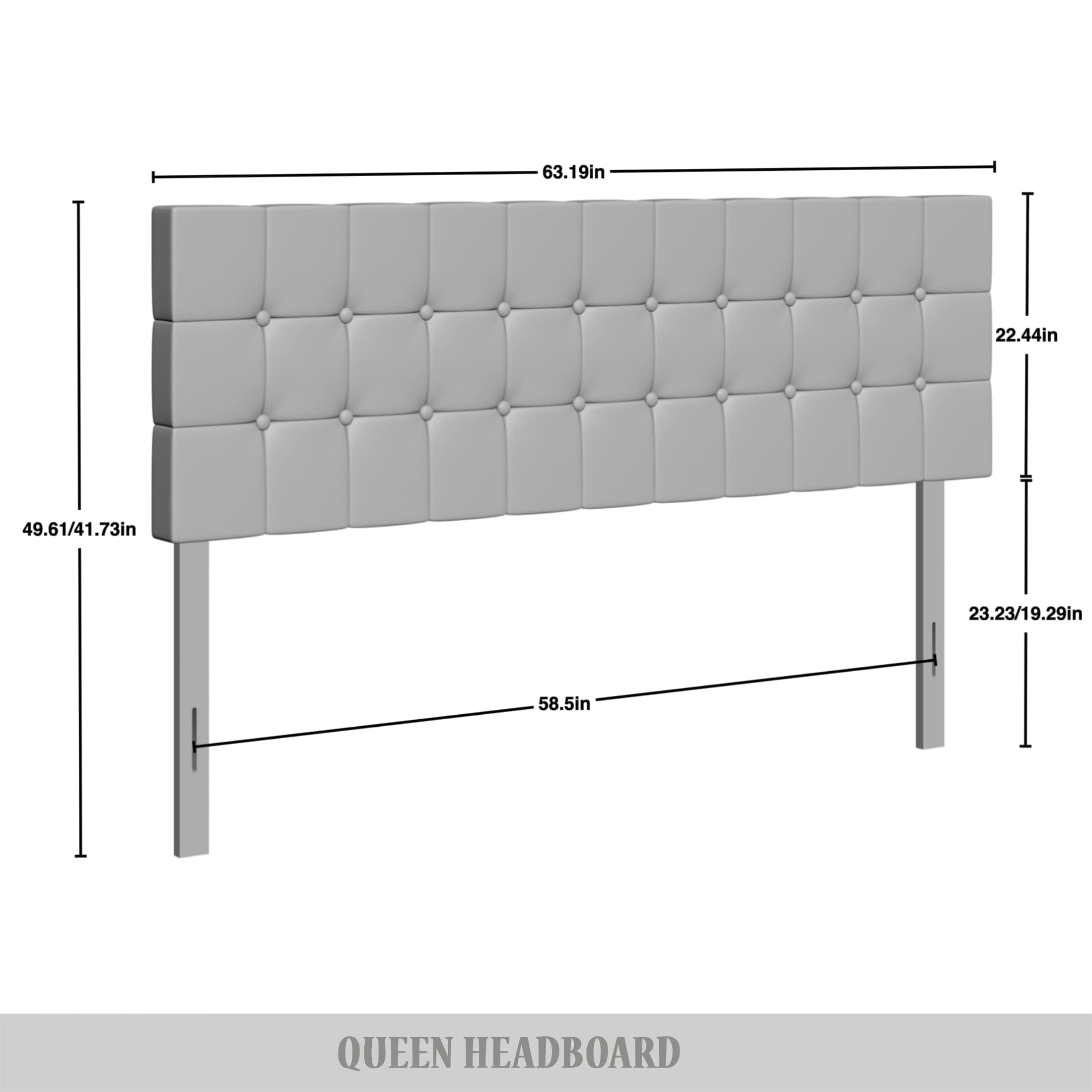 Castle Place Upholstered Button Tufted Linen Headboard, Warm Grey, Queen