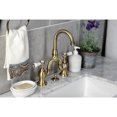 thumbnail image 2 of Kingston Brass KS7993BPL Bel-Air Bridge Bathroom Faucet with Brass Pop-up, Antique Brass, 2 of 7