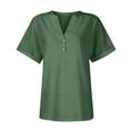thumbnail image 4 of under 5!Sawvnm Women's Fashion Casual Solid Color Button V-neck T-shirt Top Short Sleeved V-neck Top/shirt Great Gift for Less, 4 of 7