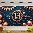 thumbnail image 2 of Rose Gold Theme Birthday Banner Crown Design Official Teenager Banner for Teen Party Indoor Celebration, 2 of 9