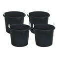 thumbnail image 1 of Homz Plastic 17 Gallon Utility Storage Bucket Tub w/ Rope Handle, Black, 4 Pack, 1 of 9
