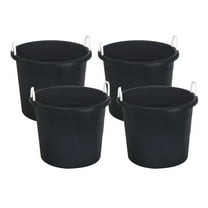 Homz 17 Gallon Utility Storage Bucket Tub w/ Rope Handle, Black, 4 Pack