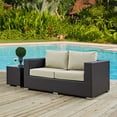 thumbnail image 4 of Modern Contemporary Urban Design Outdoor Patio Balcony Loveseat Sofa, Beige, Rattan, 4 of 5