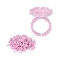 thumbnail image 2 of Vasos de pegamento para extensiones de pestañas, portaherramientas para pestañas para uso profesional, anillos de pegamento con diseño floral rosa, juego de 100 piezas, 2 of 8