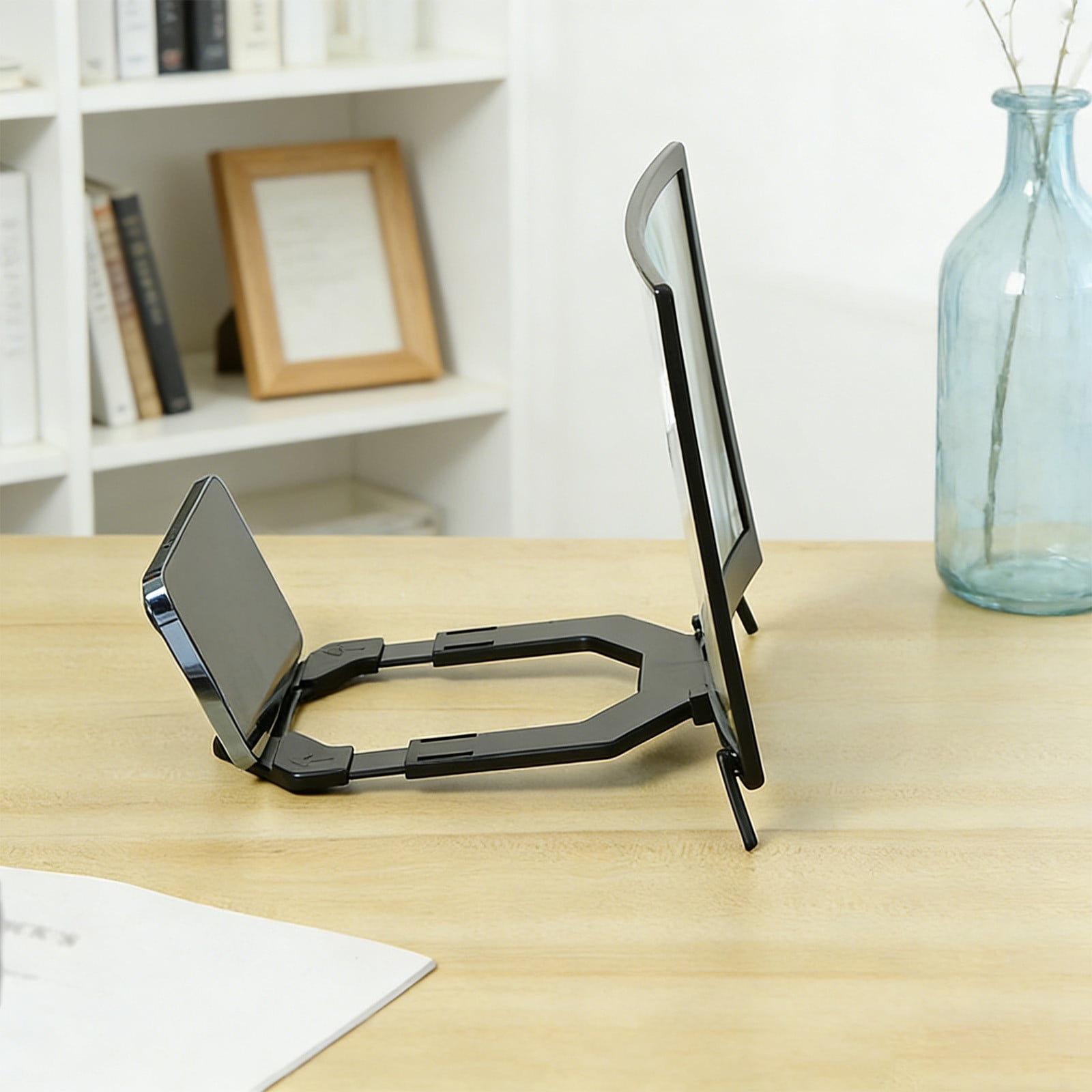3D Curved Screen Mobile Magnifying Glass Projector Screen Suitable For All Smartphones With A Lightweight Foldable Mobile Amplifier (black 16 Inch)