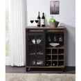 thumbnail image 2 of Bowery Hill Wooden Wine Cabinet with Glass Door in Rustic Oak and Black, 2 of 7