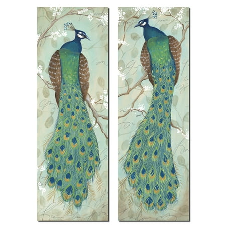2 Decorative Painting (Classic Decorative Peacocks; Reproductions of Two Beautiful Botanical Paintings; Two 6x18 Unframed)