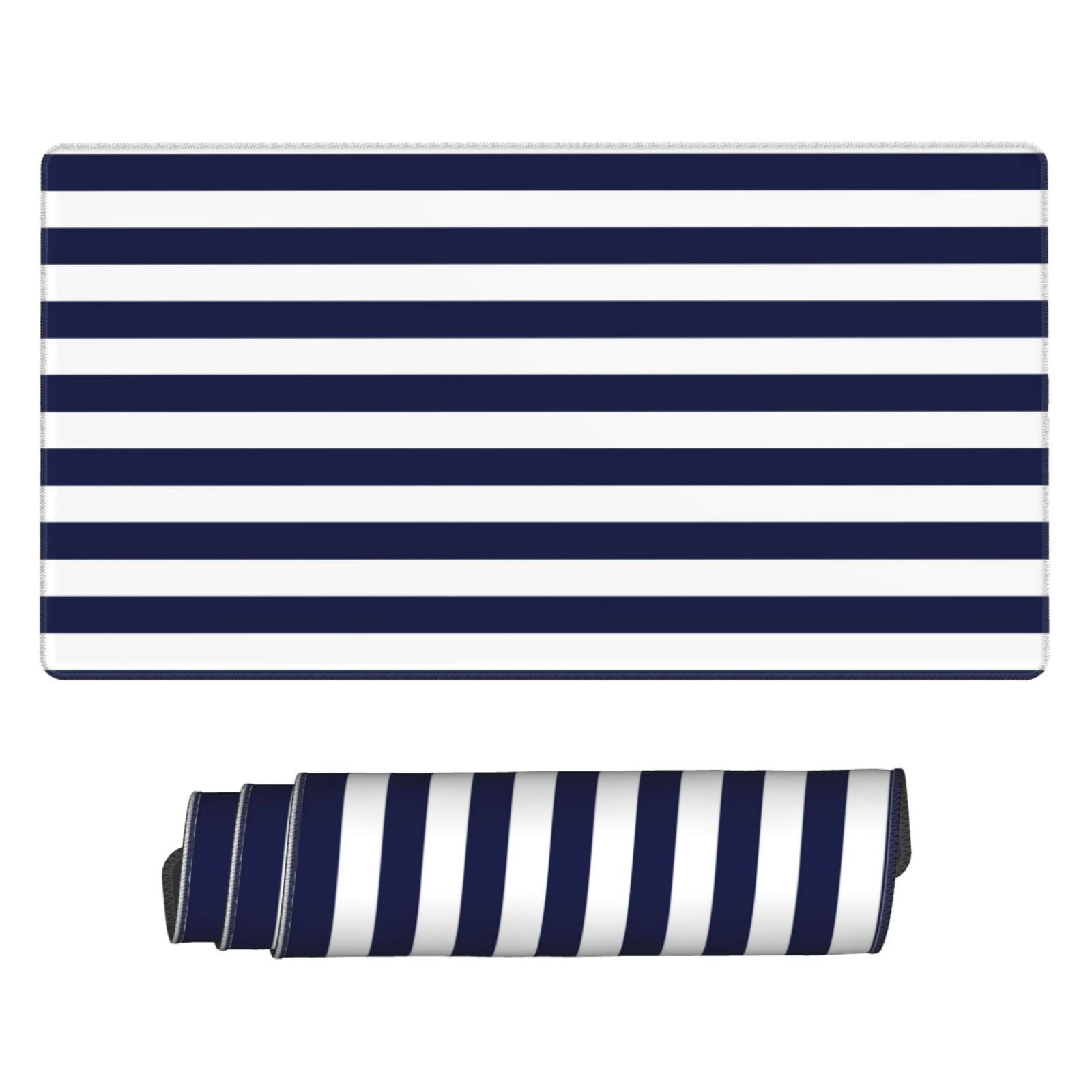 Kdxio Navy Blue And White Stripes Print Large Gaming Mouse Pad,Non-Slip Base,Water Resist Keyboard Pad for Gamer,Office & Home,29.5 x 15.8 in