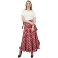 thumbnail image 3 of Phagun Jupe Hippie Imprimée Ikat pour Femmes Ceinture en Coton à Volants Rouge, 3 of 6