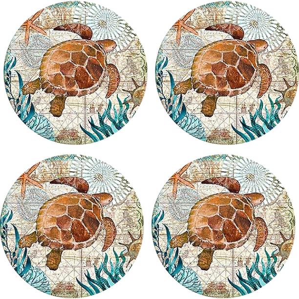 Posavasos de piedra con soporte para bebidas, Base de corcho, tema de playa oceánica tropical, para inauguración de la casa
