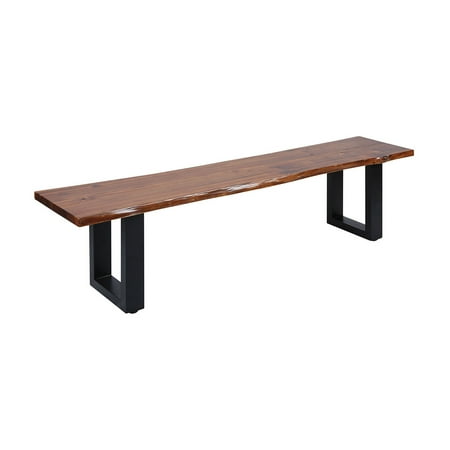 Acacia Black Wood - Stein World Fleming Living Edge Acacia Wood With Natural Stain And Black Metal Bench