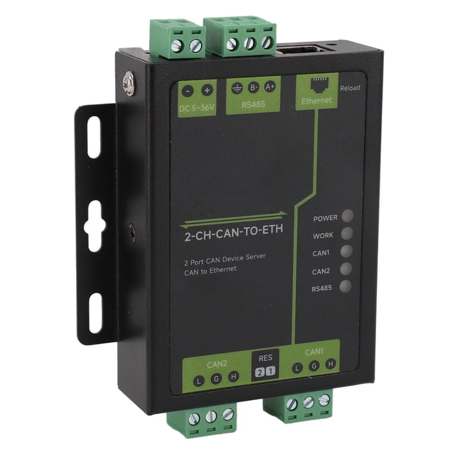 CAN To Ethernet Converter, 2 Ports CAN Device Server Industrial Grade Professional ETH Interface for Computer