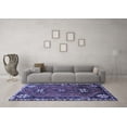 thumbnail image 3 of Ahgly Company Machine Washable Indoor Square Persian Blue Traditional Area Rugs, 5' Square, 3 of 4