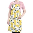 thumbnail image 5 of Yellow Lemon Fruit Leaves White Pattern Apron-Garden Aprons for Women with Pockets-Cotton Linen Waterproof Kitchen Cooking Gardening Aprons Adjustable for Kitchen,Cooking,BBQ and Salon 33x27 Inch, 5 of 7