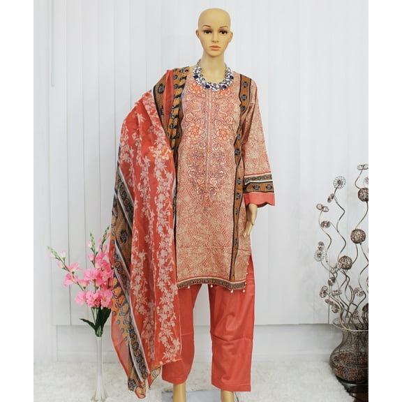 Nazon Brand- Pakistani Lawn | Long Dress | Long Sleeve | Party Were Dress | Lawn | Pink Color