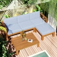 thumbnail image 4 of Harper & Bright Designs Outdoor Wooden Seating Group with Table, Patio Conversation Sectional Sofa Set with Waterproof Cushions for Backyard Poolside, Gray, Natural, 4 of 17