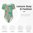 thumbnail image 6 of Uemuo Colorful Palm Leaves Pattern Women's One Piece Short Sleeve Swimsuit Rash Guard Surfing Modest Quick-drying Swimsuit Beach Essentials-, 6 of 9